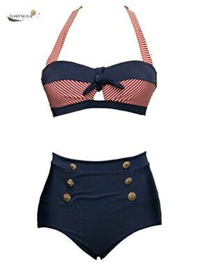 Women's Retro High Waisted Push Up Bikini Swimsuit Plus Size
